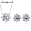 Bruiloft Sieraden Sets PANSYSEN 100 925 Sterling Zilver Bloemvorm 8 MM Hoge Koolstof Diamanten Ketting Kettingen Oorknopjes Fijn 231101