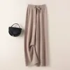 Spodnie damskie Capris Beliarst Cashmere Pants Ladies Wysoka talia Szerokie nogi spodnie na nogi swobodne dzianie spodnie zimowe 100% czyste wełny luźne spodnie 231101