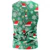 Men's Vests QJ CINGA Green Sleeveless Printed Vest Coat Single Breasted V-neck Christmas Fashion Casual Men Waistcoat 230331