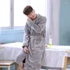 Erkekler pijama pazen kimono robe elbisesi yaka adamlar kemer kış sıcak iç çamaşırı büyük boyutlu gece kıyısında uzun kollu ev giyinme