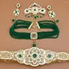 Necklace Earrings Set Neovisson Fashion Morocco Gold Color Pearl Caftan Waist Belt Earring Brooch Arabic Ladies Favorite Gift