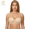 Bras Delimira Women's Strapless Bra Silicone Plus Large Size Invisible No Padding Underwire Ultra Support Convertible Backless 231031