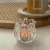 Bougeoirs tulipe support en verre pour la décoration intérieure romantique bougie candélabre dîner fête de mariage lampe décoration de Table