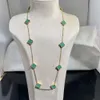 vanly cleefly Hochwertige und modische doppelseitige Kleeblatt-Halskette aus Titanstahl für Damen und beliebte lange Streaming-Halskette