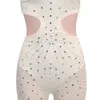 Tasarımcı Rhinestone Pırlanta Tulumları Kadın Spagetti Kayışları Yük atanlar Seksi Mesh Sear Sear Tulum Partisi Gece Kulübü Giyim Toptan Kıyafetler 10331