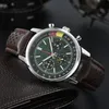 Luxury Full Functional Quartz Stopwatch Watches Men rostfritt stål vattentätt modeguldarmband klocka