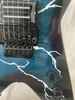 Chitarra elettrica modello Dimebag Signature di fascia alta personalizzata Dual Swing Vibrato, pannello blu scuro