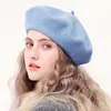 ベレー帽100％ウールベレー帽の女性冬の厚いフレンチハット女の子ソリッドカラー秋のベレー帽の帽子帽子フラットキャップハットフェルトベレー231101