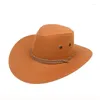 ベレー帽Big Brim Solid Color Autdoor Sun Protection Men Cowboy Hat Spring Autumn Shade Unisex Jazz Beach Cap