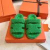 Luxury designer Fur slippers fur Slides for men Winter wool fluffy sandals for womens flat snow slippers Shoes Factory footwear Large size 35-46