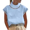 Women's Blouses Women'S Solid Color Summer Cut Out Pullover Lace Slim Western Wear Womens Tops Casual For Women