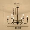 Ljuskronor American Rustic Classic LED Iron Chandelier Hanging Light Fixture 6 Candle Pendant Lamp för kök matsal El Loft Bar Home