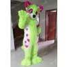 Weihnachten grüne lange Fell Husky Hunde Maskottchen Kostüme Halloween Fancy Party Kleid Unisex Cartoon Charakter Carnival Weihnachtsfeier Outdoor Outfit