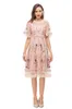 Women's Runway Dresses O Neck Short Sleeves Embroidery Layered Fashion High Street Mini Vestidos