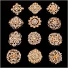 Stift broscher stift broscher blandade strass kristall brosch legering guld vintage diverse set för bröllop bukett parti present hantverk diy dhb9x