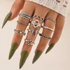 Cluster Ringen VIVILADY Trendy 10 stuk/set Lichtmetalen Bladeren Hart Wing Knuckle Sieraden Voor Vrouwen Vintage Persoonlijkheid Party Gift Groothandel