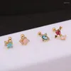 Stud Earrings 2023 1Pc Colorful Cz Cartilage Heart Crystal Stainless Steel Barbell Tragus Rook Conch Ear Piercing Jewelry