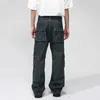 الجينز للرجال Syuhgfa Trend Cargo Cargo Denim Design Design Multi Pocket Personal Jeans Vintage Male Baggy Sails Attrem 231101
