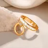 Cluster Rings 2023 Sell Gold Color Finger For Women Minimalist Zircon Basic Circle Ring Round Pendent Connectors Trendy Jewelry