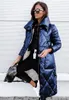 Parkas pour femmes 2023 veste d'hiver longue surdimensionné poche dos rembourrage femme à la mode mode épais chaud coton manteau dame vêtements 231031
