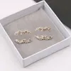 18K Gold Patille Furnury Designer Dupla Letter Stud Brincho Moda feminina Pérola Rhinestone Jewelry Party Gift Jóias de alta qualidade 20style