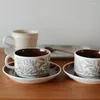 Tassen Untertassen Charme Vintage Kaffeetasse Kreativer Griff Nordische Keramik Tee Reise Tazas De Ceramica Wanddekoration