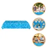 Table Cloth Disposable Ocean Waves Tablecloth Beach Blue Ornament Party Decorations Water Dining Plastic Cover
