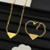 Gold Silver Color Women Designer Earrings Necklace Bracelet Brass Triangle Pendant Luxury Fashion Jewelry Sets Without Box