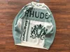 男性Sジャケット23FW rhude編みセーターメンメン女性高品質の特大の色マッチジャッカースウェットシャツ231101