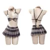 Ani Girl Cute Little Bear Erotic Uniform Set Costumes Cosplay School Student Lace Bra Pleated Skirt Lingerie Outfit 2021 New cosplay