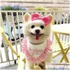 Vêtements de chien Vêtements de chien Ins Anniversaire Saliva Serviette Épingle à cheveux Costume Partie Triangle Écharpe Chat Dentelle Bavoir Pographique Props Présent Drop Livraison DHPBO