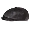 Bérets Britannique rétro homme cuir plat octogonal chapeau printemps automne loisirs de plein air béret casquettes PU sboy casquette hommes peintre béret Gorras 231031