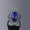 Anel de solitário 925 anel de prata esterlina vintage oval de lapis natural para mulheres anéis de jóias de jóias de dedos da moda anéis de luxo do presente 231031