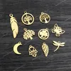 10pcs/lot 316 Stainless Steel Gold Plated Tree Moon Butterfly Small Charms Pendant For Necklace DIY Jewelry Making Fashion JewelryCharms