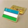 Party Uzbekistan Flag Pin 2,5*1,5 cm Zinklegering Die-Cast PVC Color Coated Gold Rectangular Medallion Badge utan tillsatt harts