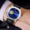 Armbanduhren Blau Automatische Mechanische Uhr Für Männer Luxus Schwarze Armbanduhr Männliches Skelett Zifferblatt Gold Wasserdichte Uhr Mann Relogio Masculino