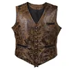 Men's Vests Steampunk Cosplay Costume Vest Jacket Brand Rivet Button Faux Leather Cowboy Waist Coat Chalecos Para Hombre 230331