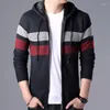 Men's Sweaters Men's Hooded Knitwear Autumn Winter Fleece Thick Wool Sweater Warm Slim Fashion Striped Cardigan Jacket Casual Coat