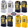 Государственные гонщики NCAA Murray 12 Ja Morant Jersey Temetrius Jamel College Basketball носят рубашку желтый синий белый OVC Ohio Valley