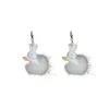 Boucles d'oreilles pendantes à la mode en peluche blanche pour femmes filles automne boule de fourrure crochet mode bijoux fête cristal décor