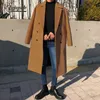 Men 'blandar FoJaganto Autumn Winter Fashion Woolen Coat Men Korean Style Lapel Solid Color Windbreaker Thick British Casual Male 231031