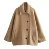 Mélanges de laine pour femmes Zach Ailsa hiver mode féminine col Polo ample manches chauve-souris manteau court en laine 231101