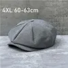 Bérets 2023 Big Size Cotton Autumn Winter Sboy Caps Men Breatchable Anglais Beret Women Peaky Boulines Cap chapeaux octogonaux 63 cm