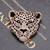 Brooches MITTO DESIGNED FASHION JEWELRIES AND ACCESSORIES BLACK ENAMEL RHINESTONES PAVED LEOPARD HEAD HIGH-GRADE DRESS BROOCH