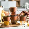 Mugs 450ml Coffee Glasses Cup With Lids Straw Heat Resistant Leather Cover Glass Mug Water Tea Wine Drinkware Tumbler 231101