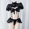 Ani Student Girl Puff Sleeves Leather Bodysuit Swimstuit Swimwear Unifrom Women Anime Pamas Outfits Costumes Cosplay cosplay