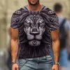 Męskie koszule Tiger Tiger Fierce Graphic T-Shirt Summer Casual Short Rleeve Fashion Sprzedawanie ulicy Plus Size Clothinggraphic Shirt