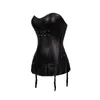 Femmes Shapers Punk Style Push Up Femmes Plus La Taille Minceur Body Shapewear Gothique Noir Faux Cuir Corset Bustier Avec Zip Et