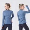 LU-213 Giacca da yoga Cappotto sportivo da allenamento definito da donna Fitness lu Sport Abbigliamento sportivo ad asciugatura rapida Top Felpa con zip solida Abbigliamento sportivo Vendita calda LL