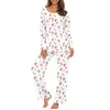 Dames nachtkleding dames stuk bloemen loungeset shirt met lange mouwen wijde pijpen palazzo broek outfits bijpassende pyjama met mouwen